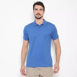 Polo Clássica Em Piquê<BR>- Azul