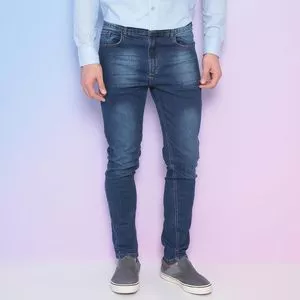 Calça Jeans Skinny Com Bolsos<BR>- Azul Escuro<BR>- AD Fashion