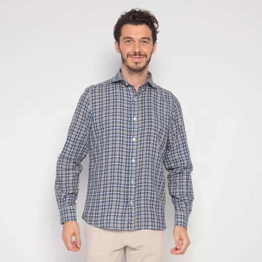 Camisa Xadrez- Azul & Off White- AD Fashion