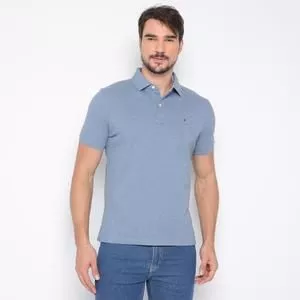 Polo Americana Texturizada<BR>- Azul Escuro