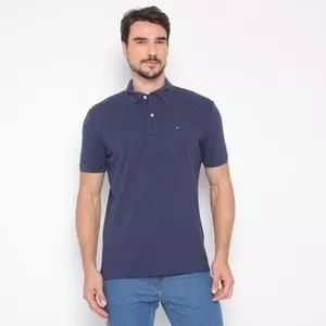 Polo Americana Texturizada<BR>- Azul Marinho