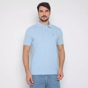 Polo Americana Texturizada<BR>- Azul Claro