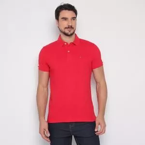 Polo Americana Texturizada<BR>- Vermelha