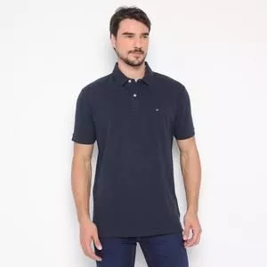 Polo Americana Com Bordado<BR>- Azul Marinho