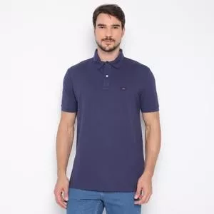 Polo Americana Com Bordado<BR>- Azul Marinho