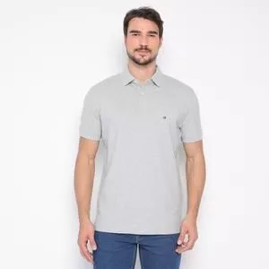 Polo Americana Em Mescla<BR>- Cinza