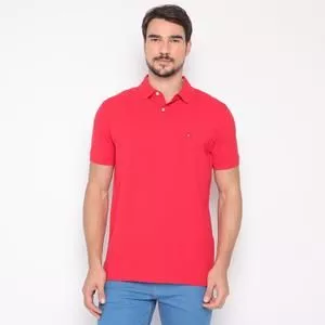 Polo Americana Com Bordado<BR>- Vermelha