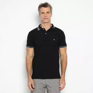 Polo Piquê Pierre Cardin®<BR>- Preta & Branca