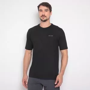 Camiseta Meia Malha Básica Escrito<BR>- Preta