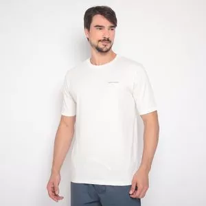 Camiseta Meia Malha Básica Escrito<BR>- Off White