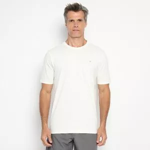 Camiseta Meia Malha Básica Com Bordado<BR>- Off White