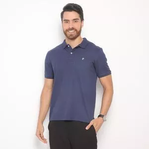 Polo Básica Piquê Logo<BR>- Azul Marinho