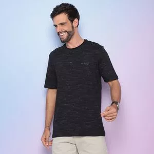 Camiseta Em Malha Mescla<BR>- Preta