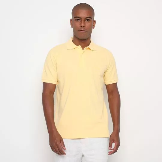 Polo Piquê Liso Sem Bolso- Amarelo Claro