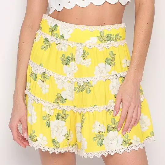 Short Floral- Amarelo