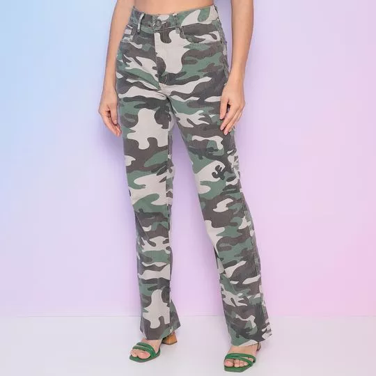 Calça Reta Camuflada- Verde & Verde Militar