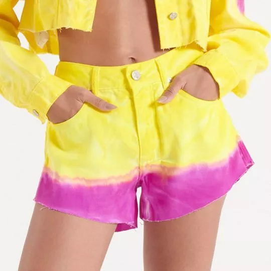 Short Tie Dye Em Sarja- Amarelo & Malva