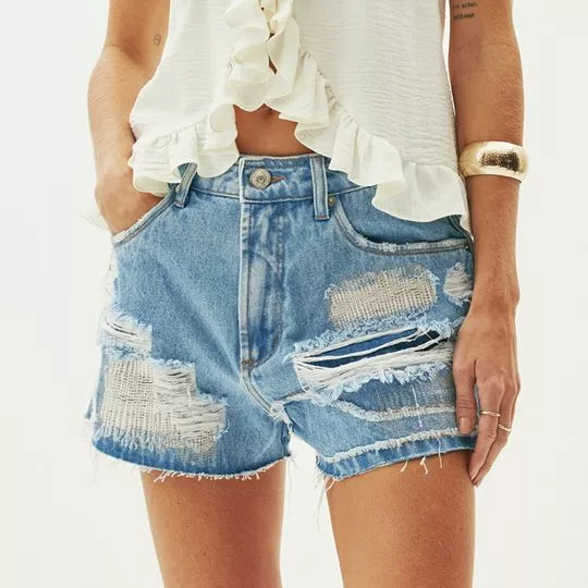 Short Jeans Destroyed- Azul Claro