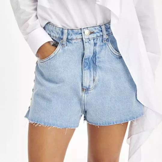 Short Jeans Com Aplicações- Azul Claro