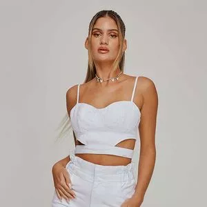 Cropped Com Recortes<BR>- Off White