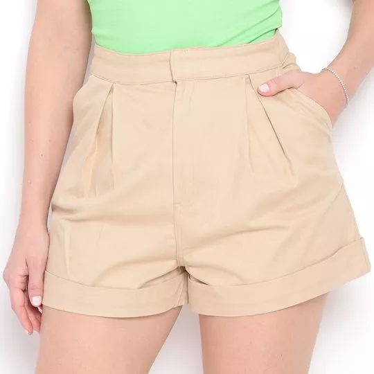 Short Com Pregas- Bege