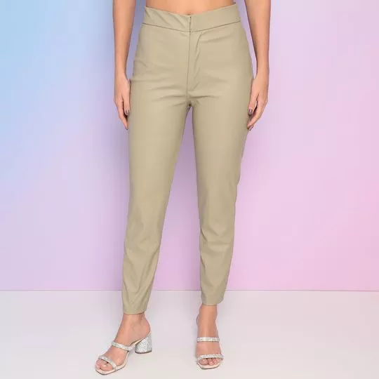 Calça Skinny Com Bolsos- Verde Oliva