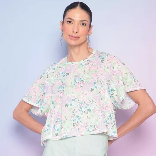 Blusa Floral- Verde Claro & Lilás