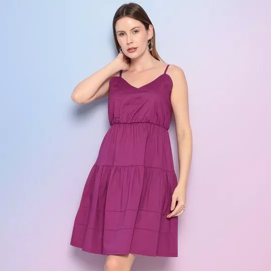 Vestido Curto Com Recortes- Malva