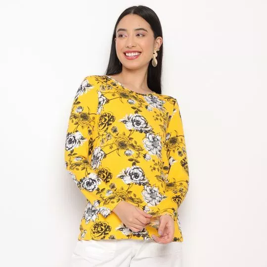 Blusa Floral- Amarela & Preta