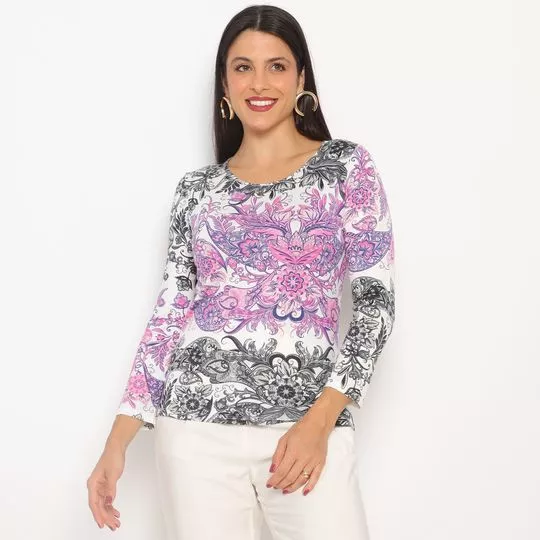 Blusa Floral- Branca & Preta