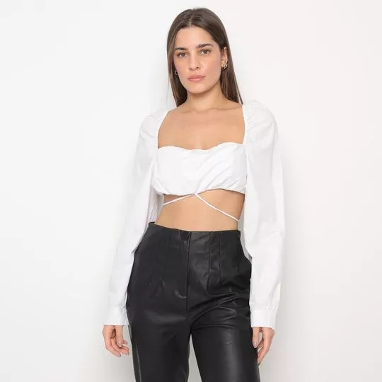 Cropped Com Franzidos- Branco