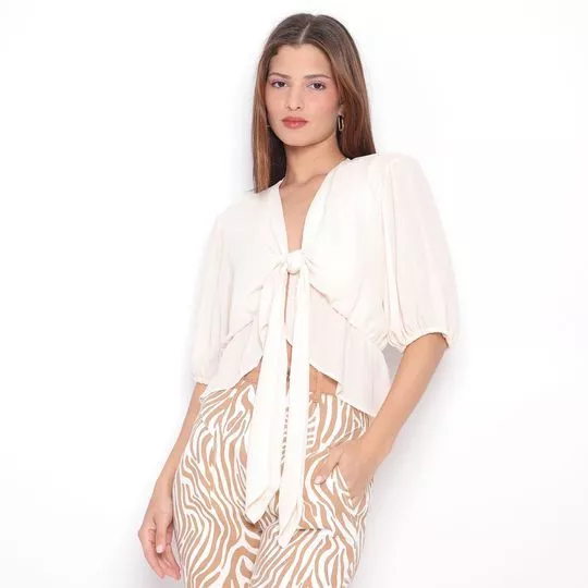 Blusa Com Franzidos- Off White