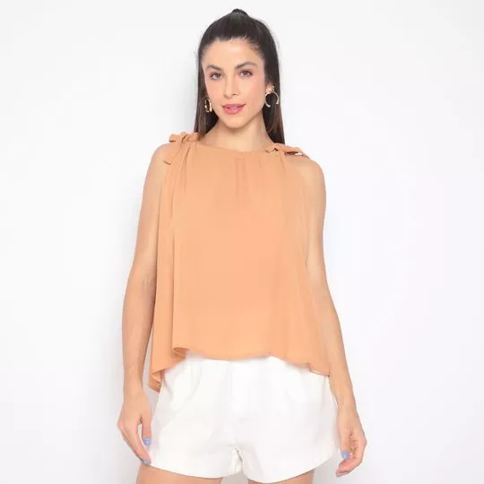 Blusa Com Amarração- Bege