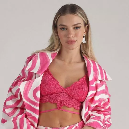 Top Strappy Em Renda- Pink