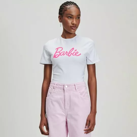 Cropped Barbie- Branco & Rosa