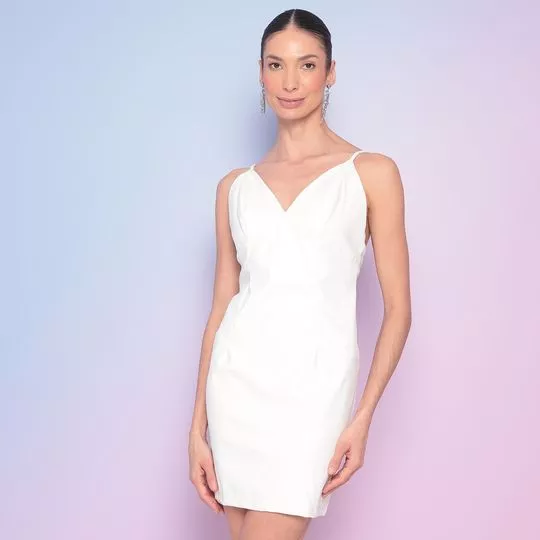 Vestido Curto Com Recortes- Branco