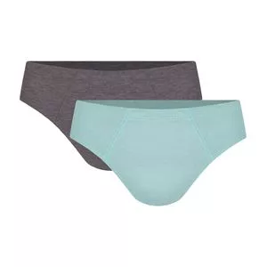 Kit De Cuecas Slip<BR>- Azul Claro & Cinza Escuro<BR>- 2Pçs