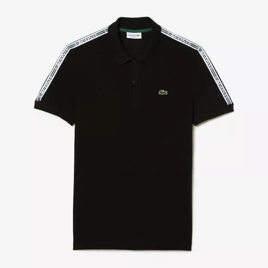 Polo Regular Fit Em Mini Piqué- Preta & Branca