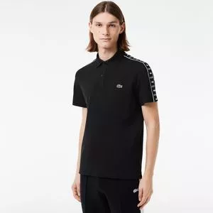 Polo Regular Fit Em Piqué<BR>- Preta & Branca