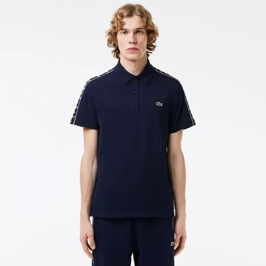 Polo Regular Fit Em Piqué- Azul Marinho & Branca