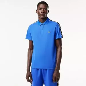 Polo Regular Fit Em Piqué<BR>- Azul & Preta