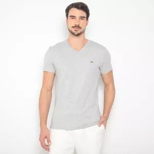 Camiseta Com Bordado<BR>- Cinza