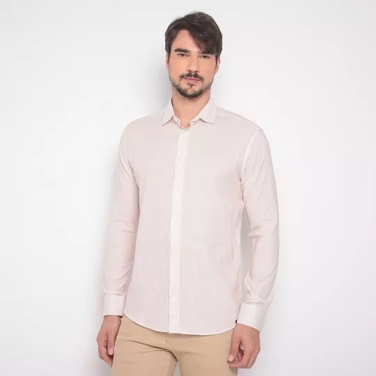 Camisa Listrada Em Flamê- Off White