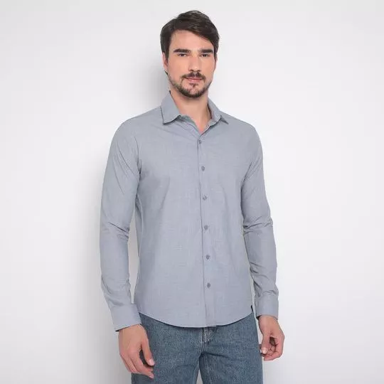 Camisa Em Flamê Com Recortes- Azul Claro