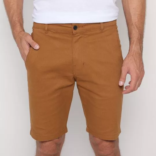 Bermuda Chino Com Bolsos- Marrom