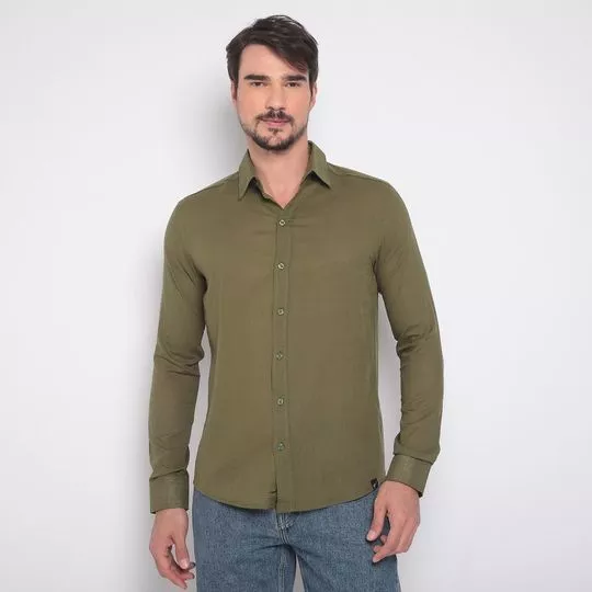 Camisa Em Flamê- Verde Militar