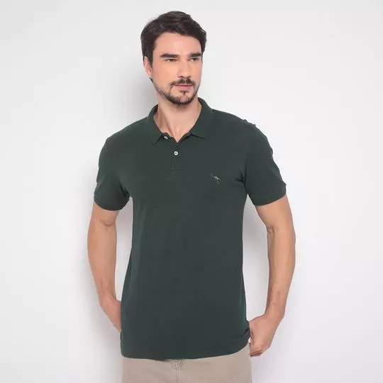 Polo Com Bordado- Verde Escuro