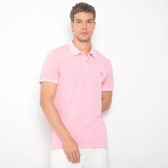 Polo Com Bordado- Rosa Claro