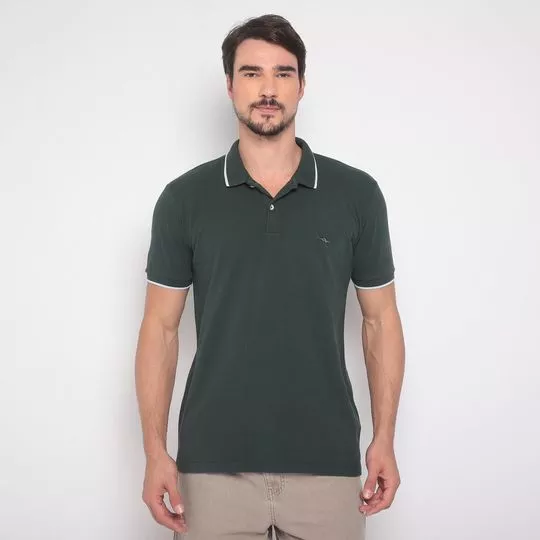 Polo Com Bordado- Verde Escuro