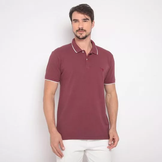 Polo Com Bordado- Vinho